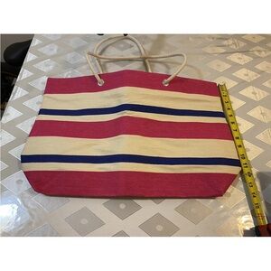 DSW Pink and Blue Striped Tote